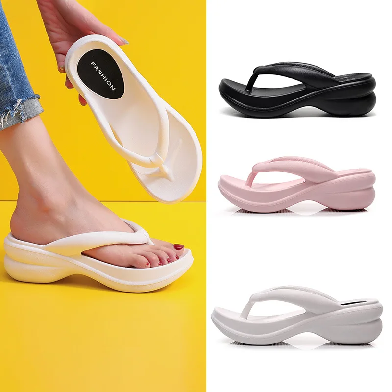 Drop Shipping Wedge Summer Flip Flops For Women 2024 Chunky Platfrom Clip Toe Sandals Shoes Woman Beach Casual Outdoor Slippers