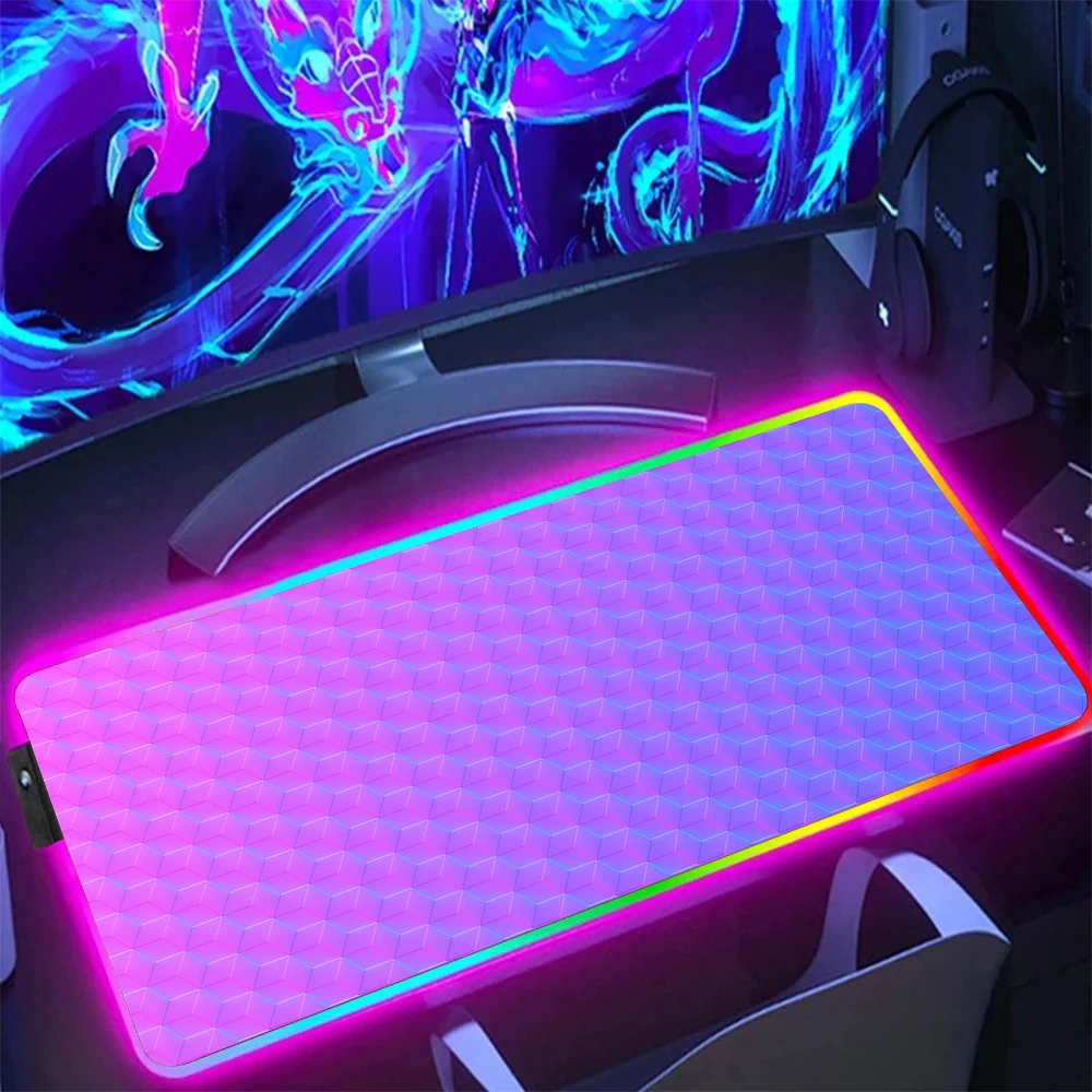 

Locking Edge RGB Mouse Pad Gamer Large Gaming Mousepad Geometric LED Mouse Mat XXL 900x400mm Desk Mat Big Computer Keyboard Pad