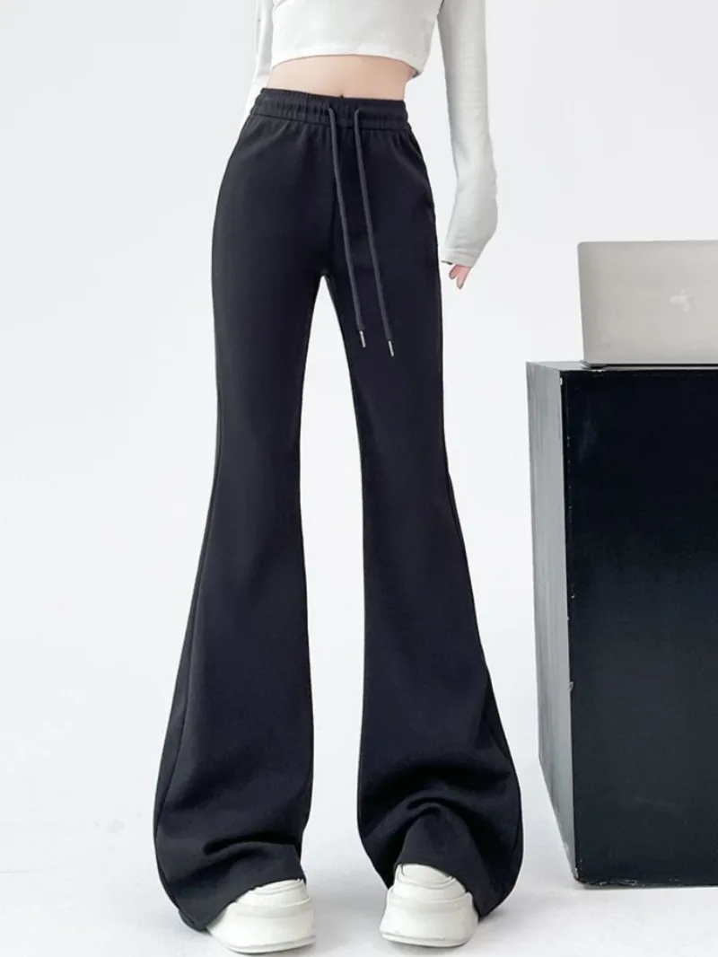 Pantaloni bootcut da donna a vita alta solidi tutto-fiammifero casual quotidiano classico studenti pantaloni semplici prevalenti autunno femminile vintage