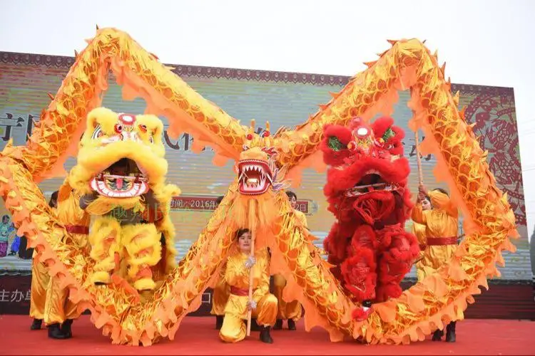 10m Golden Dragon Dance Costume Size 5 8 Players Children Student School  Art Halloween Party Performance Parade Folk Stage