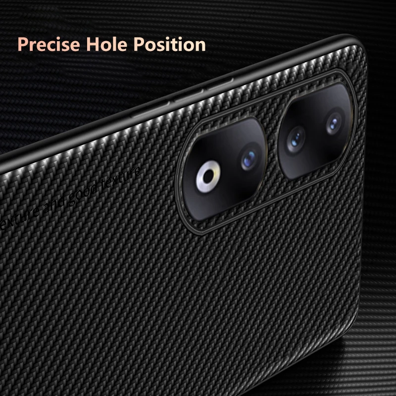 Luxury Leather Case for Huawei Honor 90 Pro Carbon Fiber Ultra-thin Frosted Armor Shockproof Soft Phone Cover HuaweiHonor90Pro