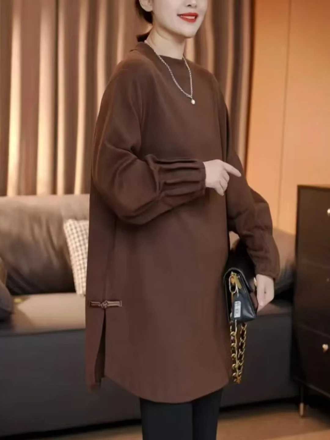 سترة نسائية عالية الرقبة بأكمام مطوية، تصميم نحيف يغطي الجسم، طول متوسط، أنيقة ومتعددة الاستخدامات، إصدار جديد للخريف