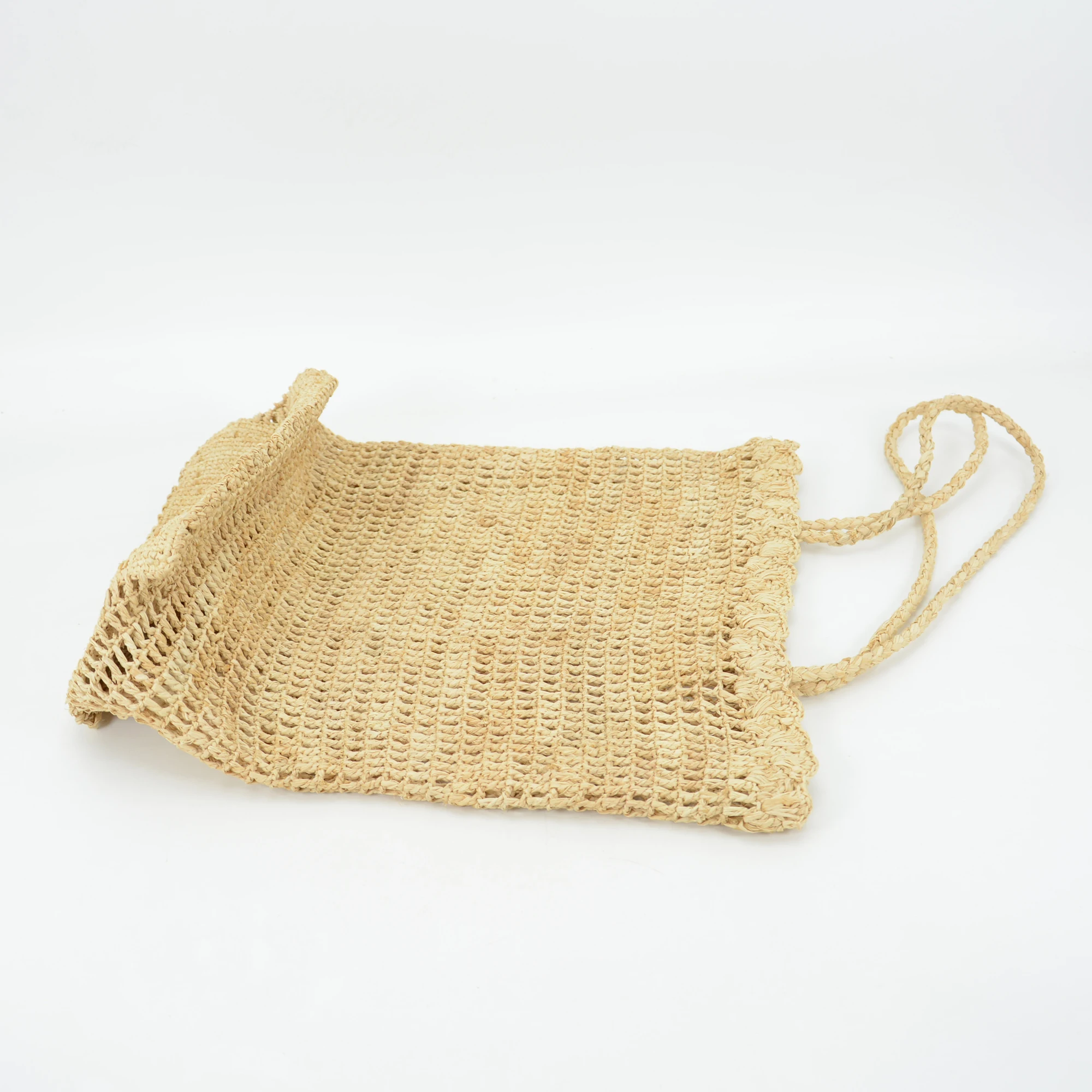 Handmade Crocheted Natural Raffia Hollow Out Designer Straw Tote Shoulder Tote Bag