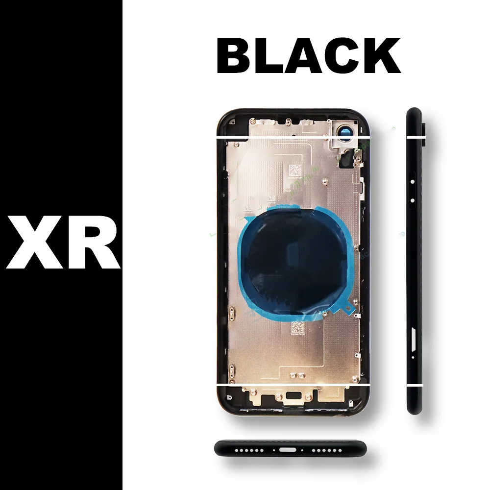 Housing Replaced  For iPhone XR Back Cover+Mid Chassis Frame+SIM Tray+Side Key  Replaced Battery Back Middle Frame XR Back