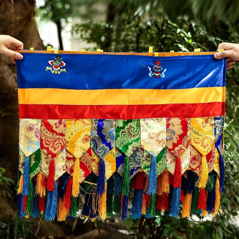 Eight Auspicious Embroidery Dark Flower Curtain Wall Multicolored/Tibetan Buddhist Temple Decoration Supplies Religious items