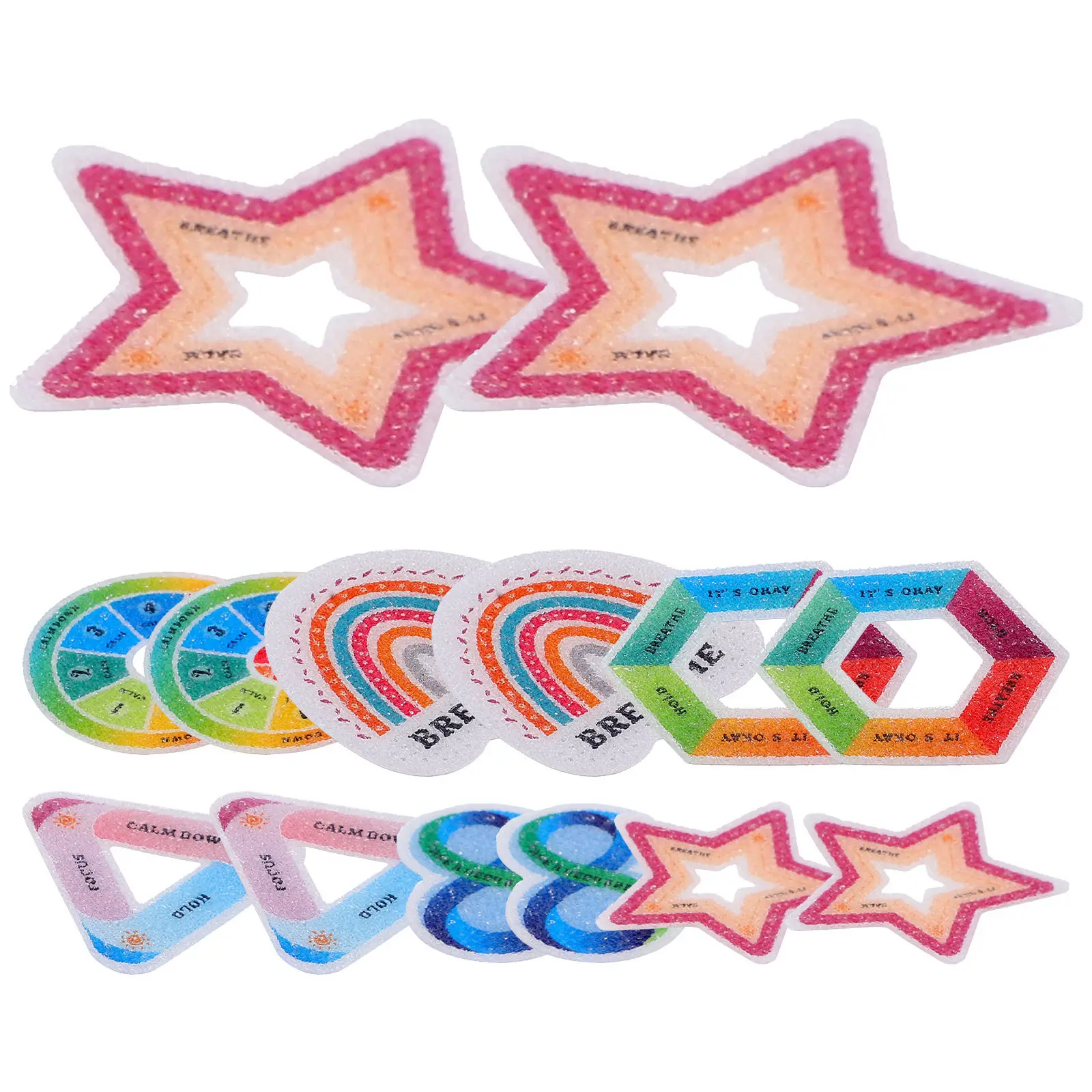 30Pcs Textured Stickers Safe Paper Material Rough Surface Stress Relief Sensory Stickers for Desk Phone Back Notebook Calm