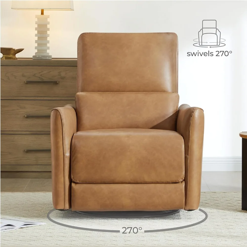 CHITA Power Recliner Chair Swivel Glider, FSC Certified Upholstered Faux Leather Living Room Reclining Sofa Chair