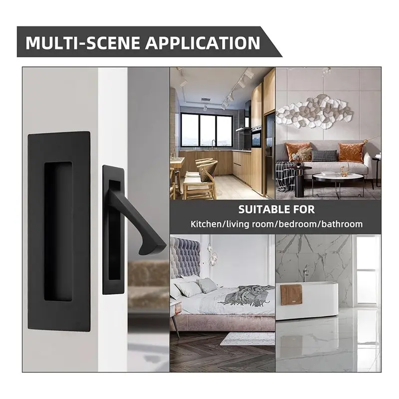 Uchwyty do drzwi przesuwnych SHGO, matowe, uchwyty i zatrzaski, wpuszczane uchwyty bez wypukłości, 3 sztuki