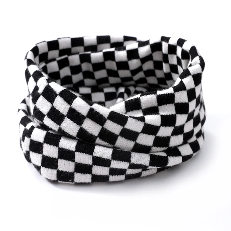 

Шарф унисекс из 100% кашемира в клетку, теплый шерстяной вязаный искусственный шейный шарф, многофункциональный как маска для лица, шарф, шапка и резинка для волос