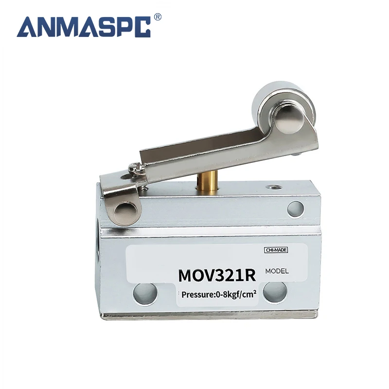 Pneumatic Roller Mechanical Valve MOV321R Push Type Air Valve Switch PP Emergency Stop Button EB Knob 02/03/01