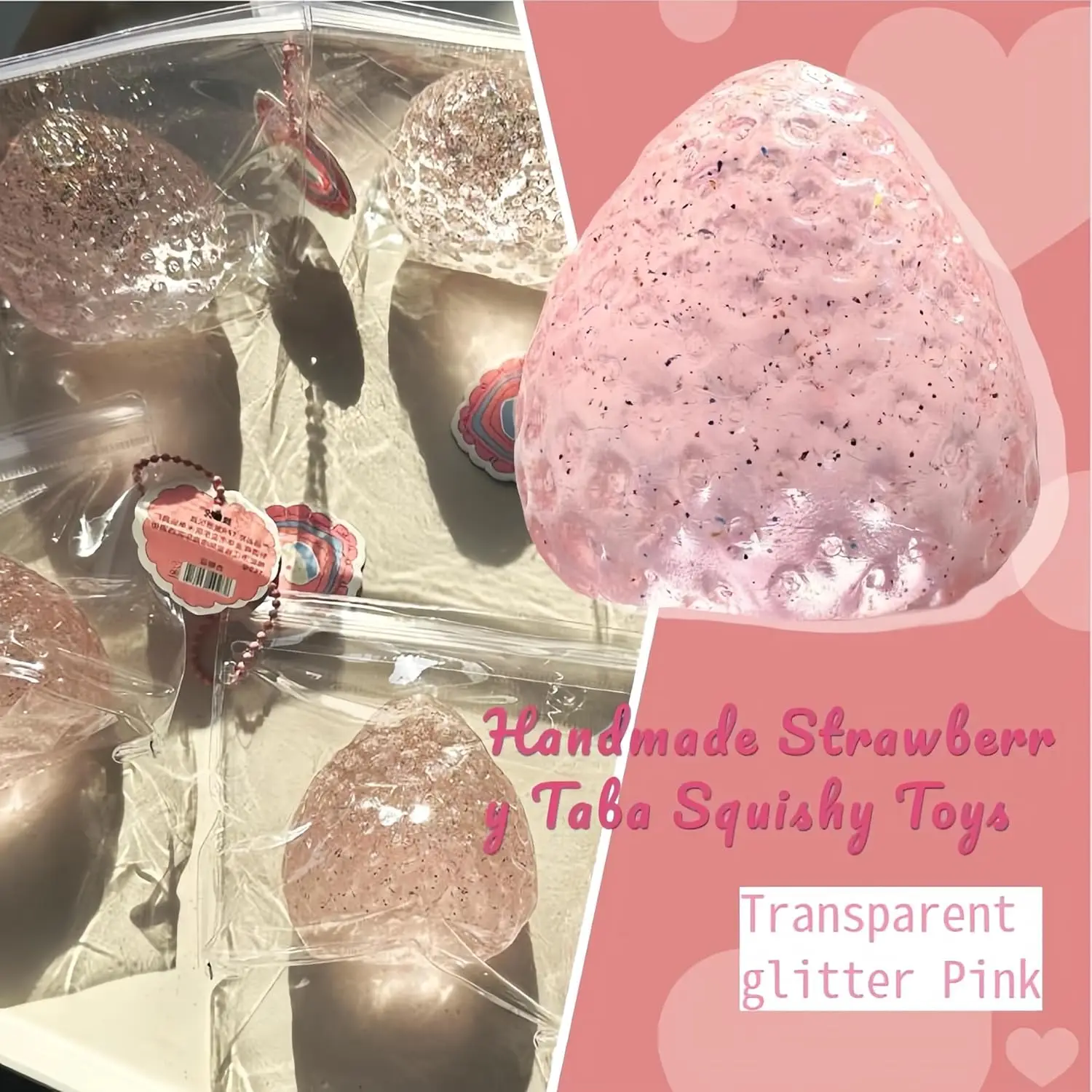 Jouets spongieux Taba aux fraises faits à la main, jouets à presser aux fraises mignons, jouets Fidget Squishies aux fraises Kawaii