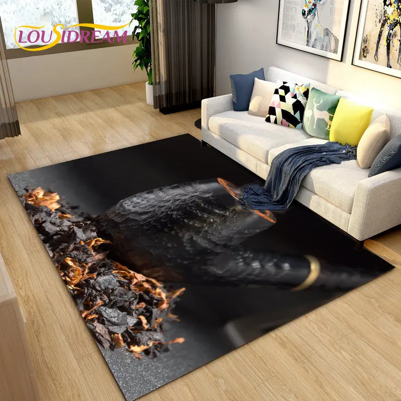 Tobacco Pipe Smoke Series Drink Area Rug,Carpet Rug for Living Room Bedroom Sofa Doormat Decoration,Kids Play Non-slip Floor Mat