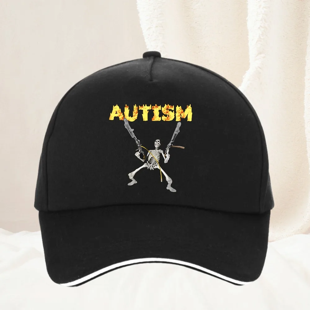 Autism Skeleton Meme hat Human Funny Skull Men Women Harajuku Gothic Vintage Washed baseball cap Gift for Men