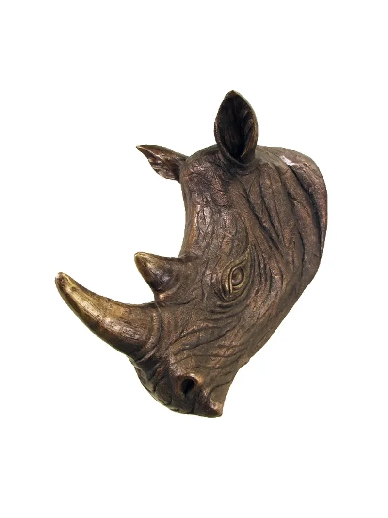 Rhino head ornament town house retro pendant wall hanging handicraft deer head wall hanging animal resin blessing