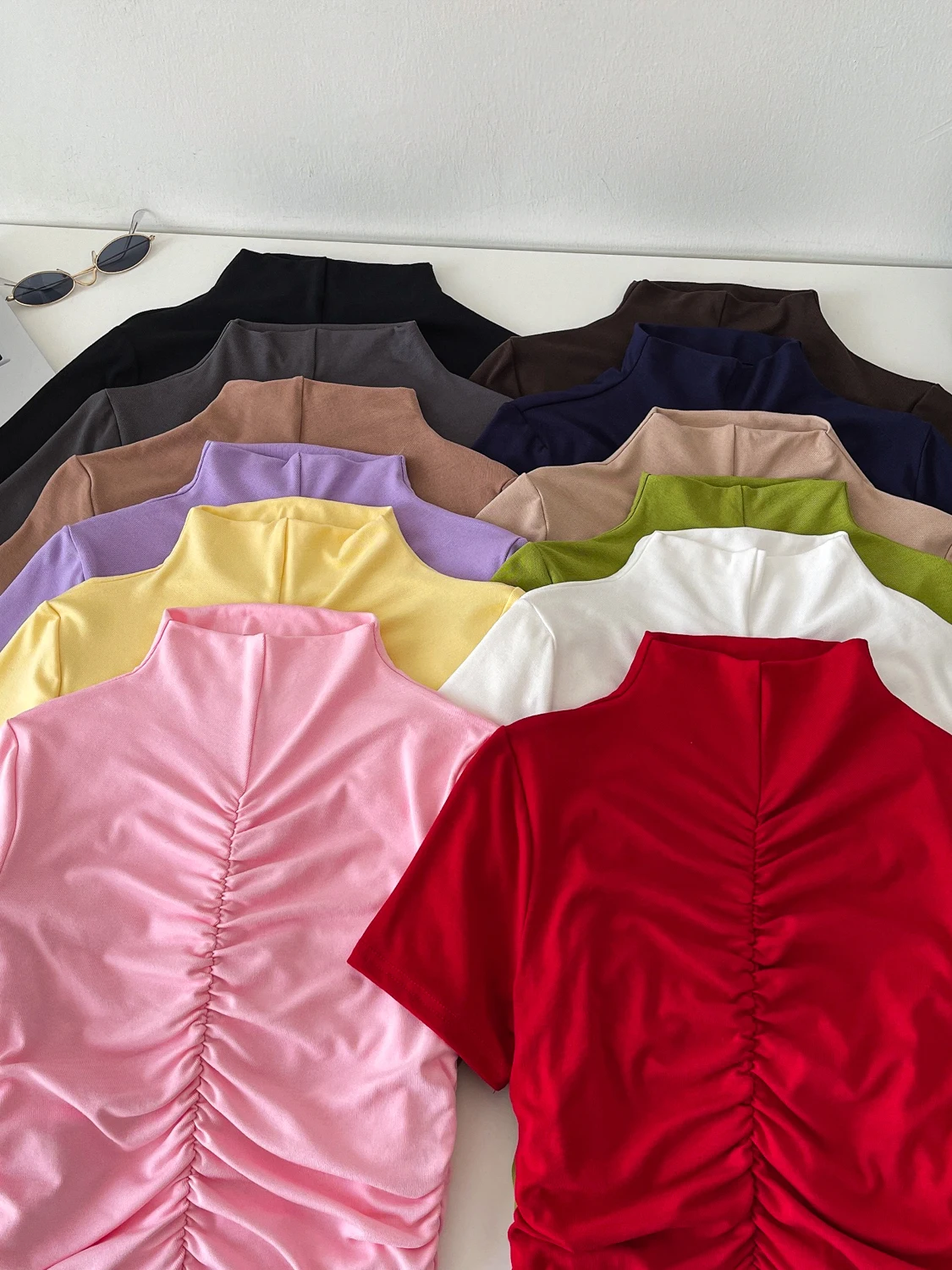 

Slim Fit Short Sleeve Half High Collar Women's Korean Style Commute Windbreaker Cardigan Breathable Polyester Fiber Short Length