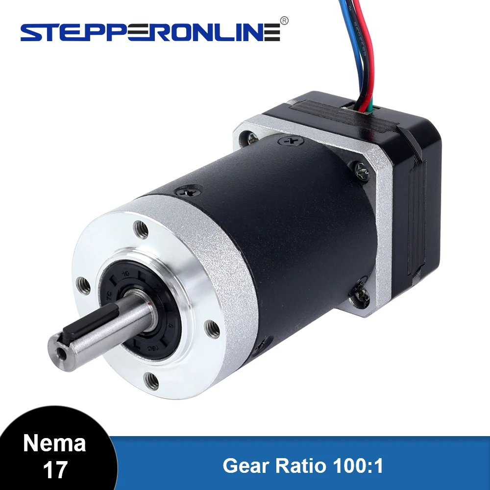 STEPPERONLINE 100:1 Planetary Gearbox Stepper Motor Nema 17 Gear Stepper Motor L=20.5mm 1.0A 16Ncm Gearbox Reducer