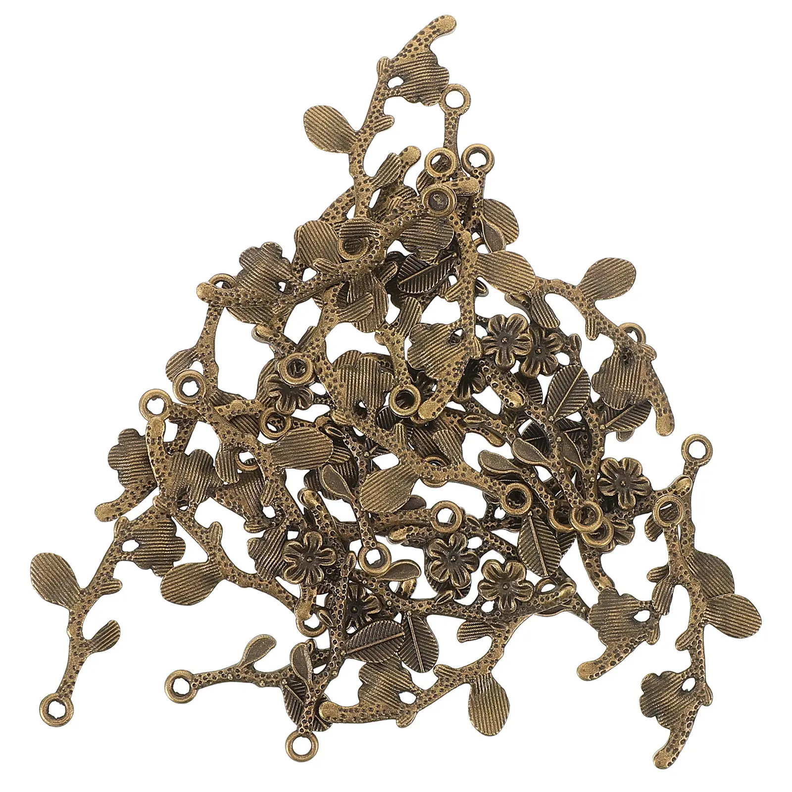 

50Pcs Retro Tree Branch Charms Vintage Hanging Pendant Ideal for DIY Necklace Bracelet Jewelry Making Crafting Metal Charms