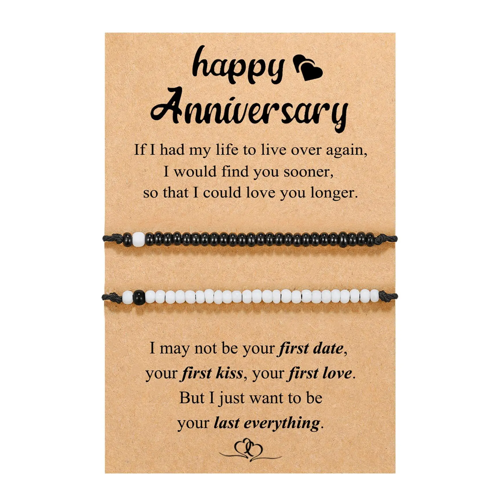 DAVINI 1set Morse Code Black White Bead Set Couple Bracelet Pinky Promise Beaded Adjustable Braided Bracelet Jewelry