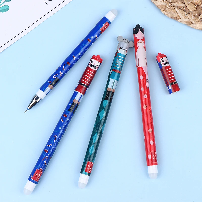 

Новогодний подарок: мультяшные стираемые гелевые ручки (рождественская серия) с ластиком для студентов, для письма, канцелярские товары, на день рождения