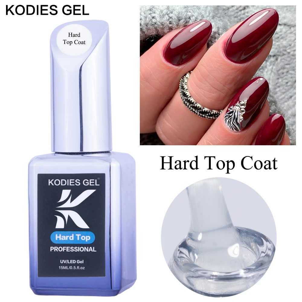 KODIES GEL Top Coat No เช็ดเจลเล็บ UV UV กึ่งถาวรไม่มีชิปเพชรเล็บ Stain Resistant Top สำหรับเล็บ