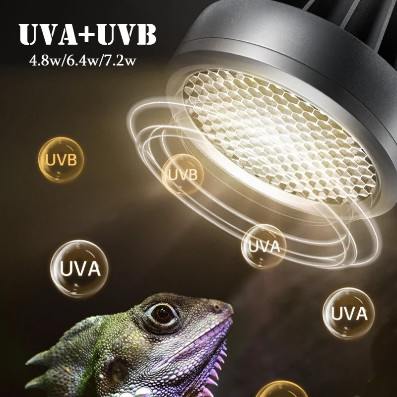 

Рептилия 4,8 Вт-7,2 Вт UVB + УВА Свет Энергосберегающая светодиодная лампа для защиты глаз Pro Черепаха Ящерица Грива Лев Ультрафиолетовая лампа Кальций Солнце