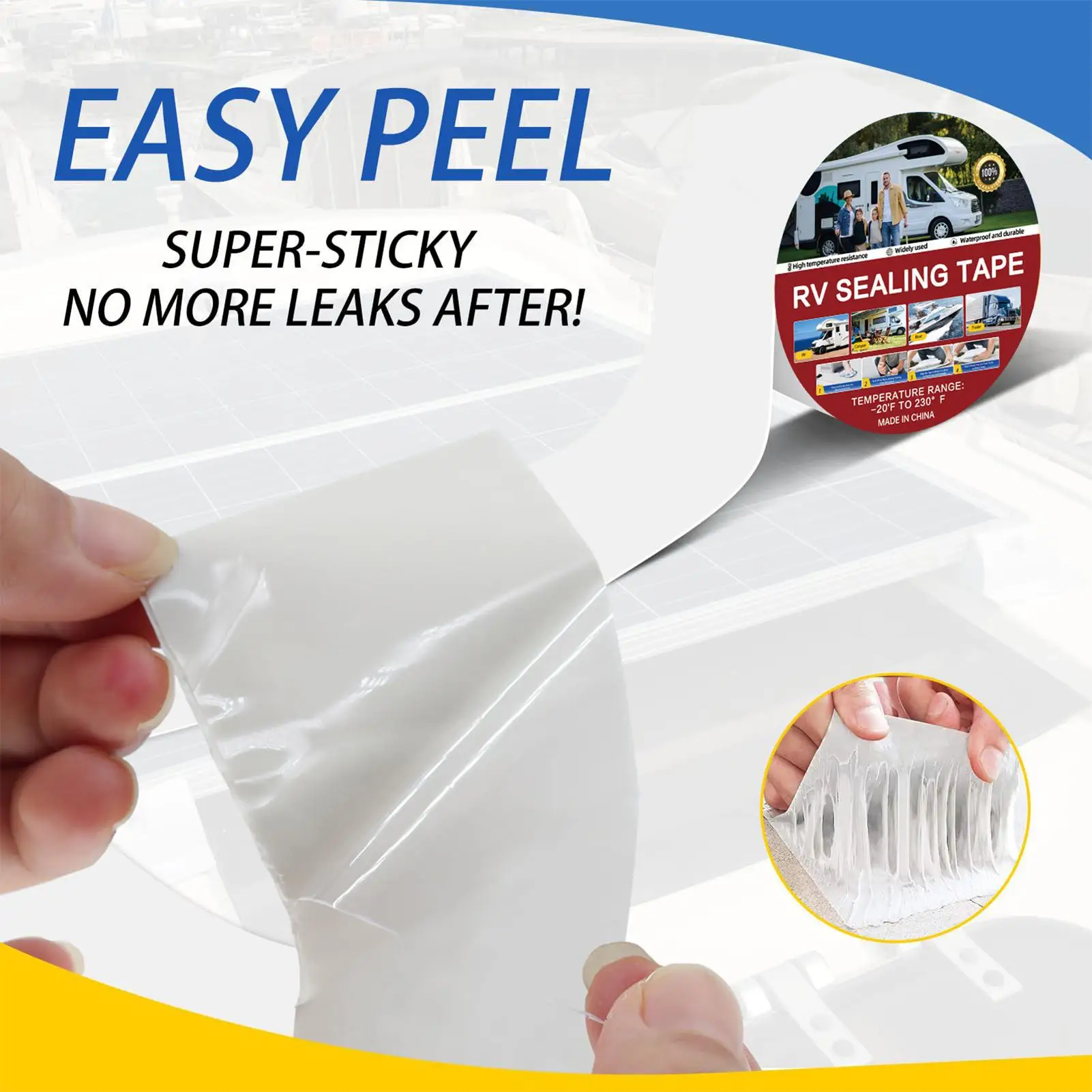 

RV Roof Sealant Tape Camper Leak Repair Caravan Roof Sealing Tape For Drivers Road Trips Repairers Travelers Professionals Women