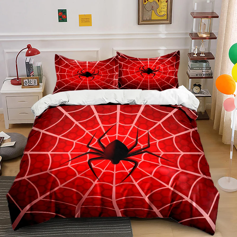 3PC Spider Web Spiders Print Bedding Set Duvet Cover 1 Duvet Cover 2 Pillowcases Adult and Children Bedding Set Luxury To Gifts