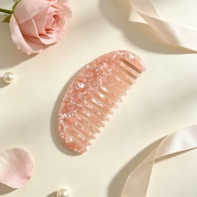 Portable wide-tooth acetate comb, anti-static massage hair brush, travel accessory, hair salon styling