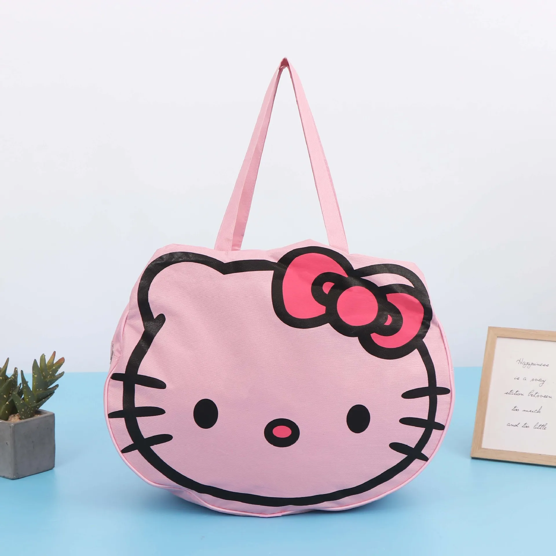 

New Originality Sanrio Hello Kitty Oxford Cloth Handbag Large Capacity Portable Toiletries Organizer Cute Short Trip Bag