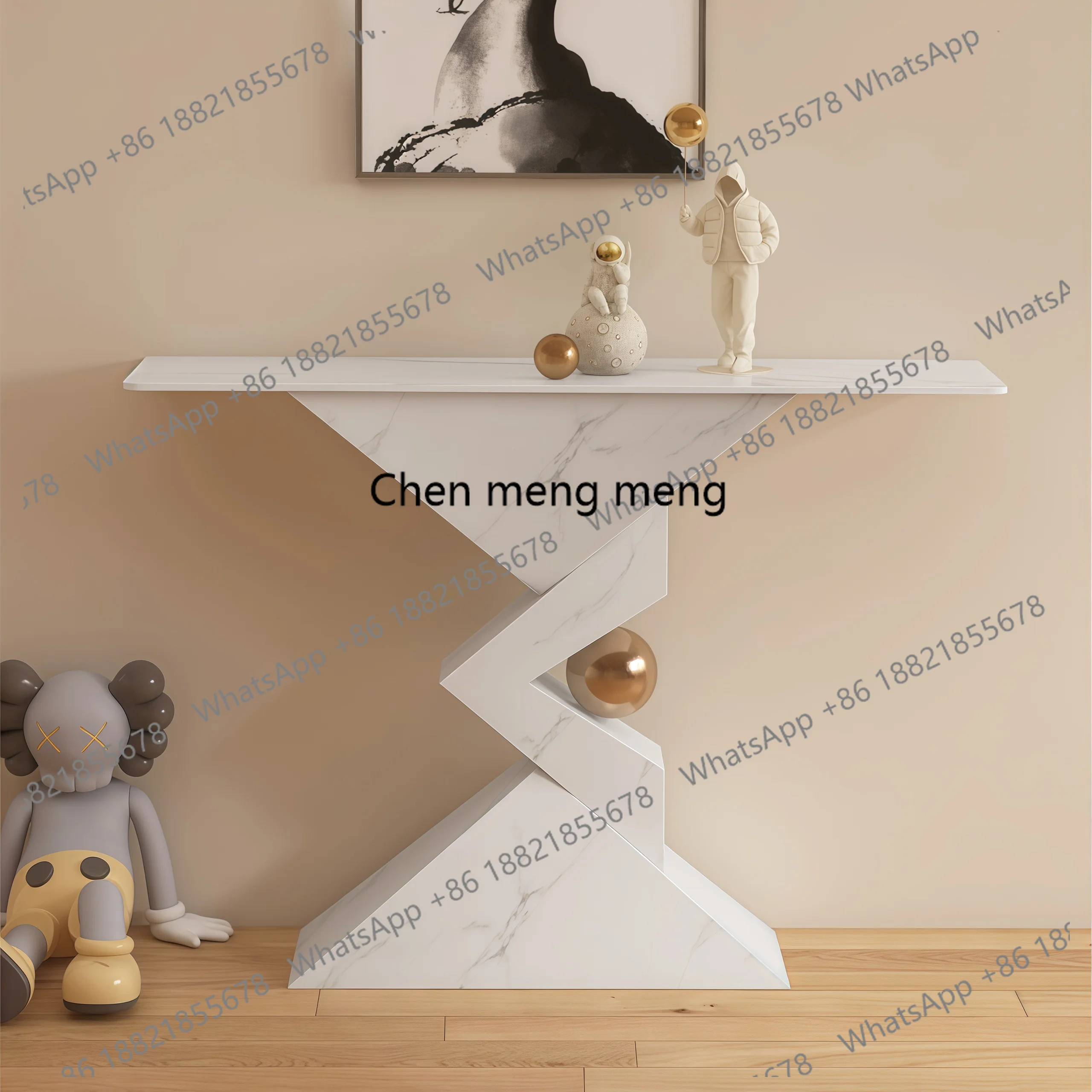 

Italian living room entrance cabinet simple modern table entrance door rock slab entrance table decoration