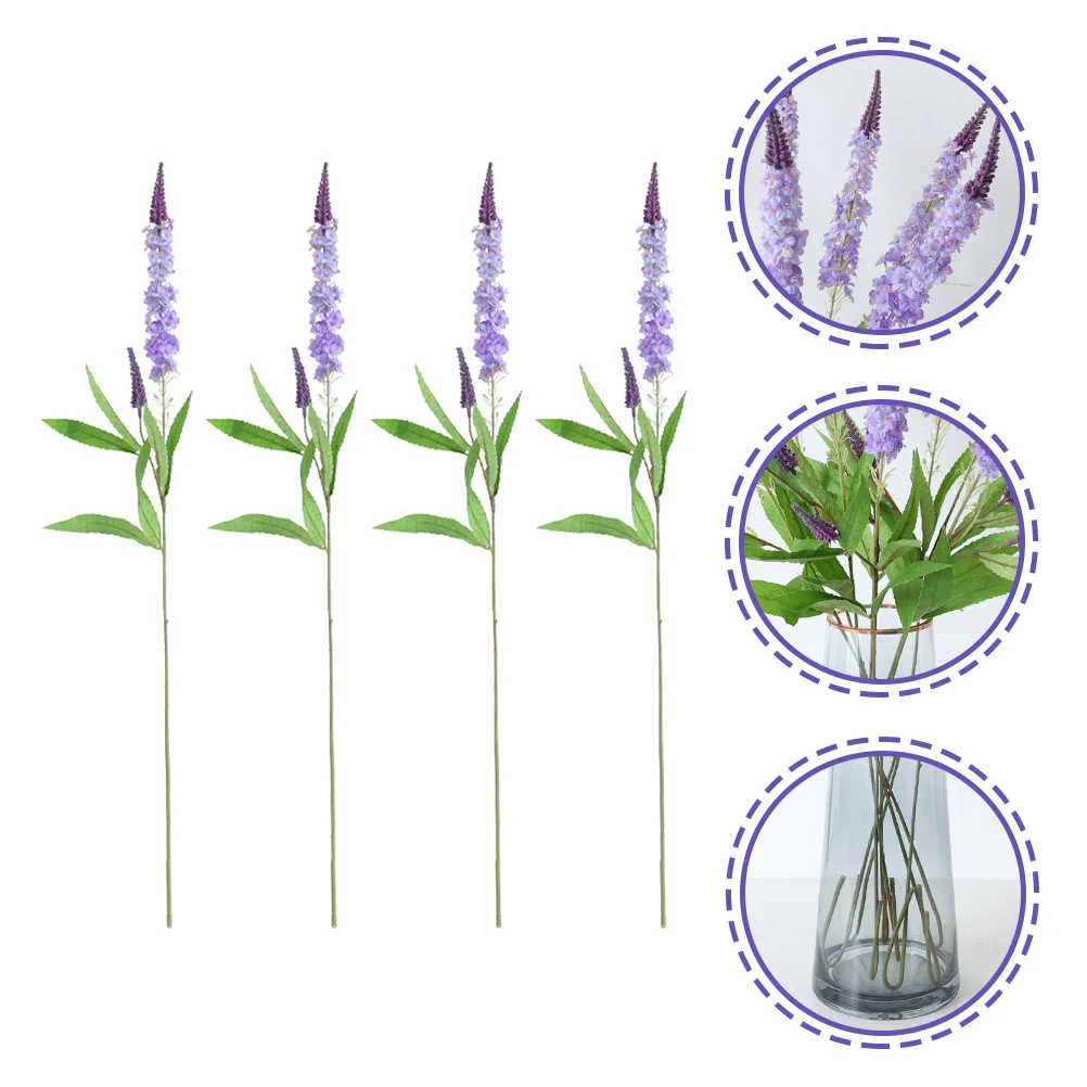 

4Pcs Faux Lavender Artificial Flowers Silk Plant Wedding Home Office Garden Decoration Fake Flowers Outdoor