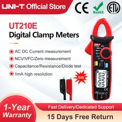 UNI-T UT210E UT210D AC DC Current Digital Clamp Meter True RMS Pliers Ammeter Voltage Tester Frequency VFC Capacitance Meter