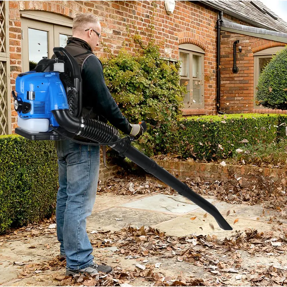 75.6CC Gas Powered Backpack Leaf Blower 4-Stroke Long Pipe Snow Blower With 1.9L Fuel Tank Gas Leaf Blower Outdoor Power Tool