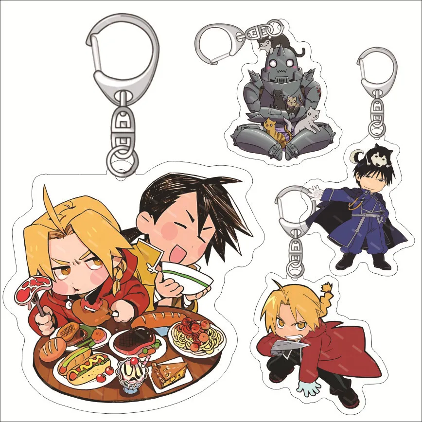 Anime Fullmetal Alchemist Edward Elric acrílico divertido llavero joyería amigos bolsa de regalo dijes llavero creativo colgante de llavero