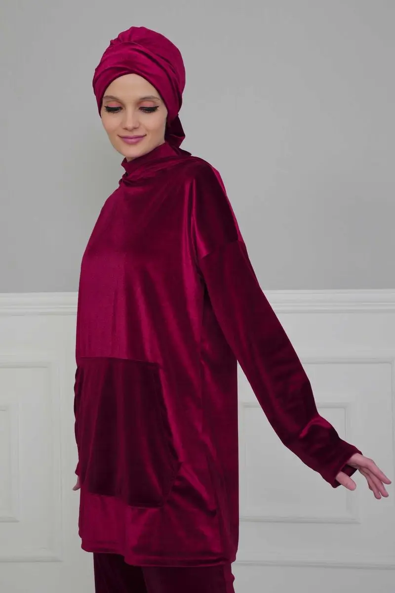 Belted Fluwelen Bone Cherry Rot