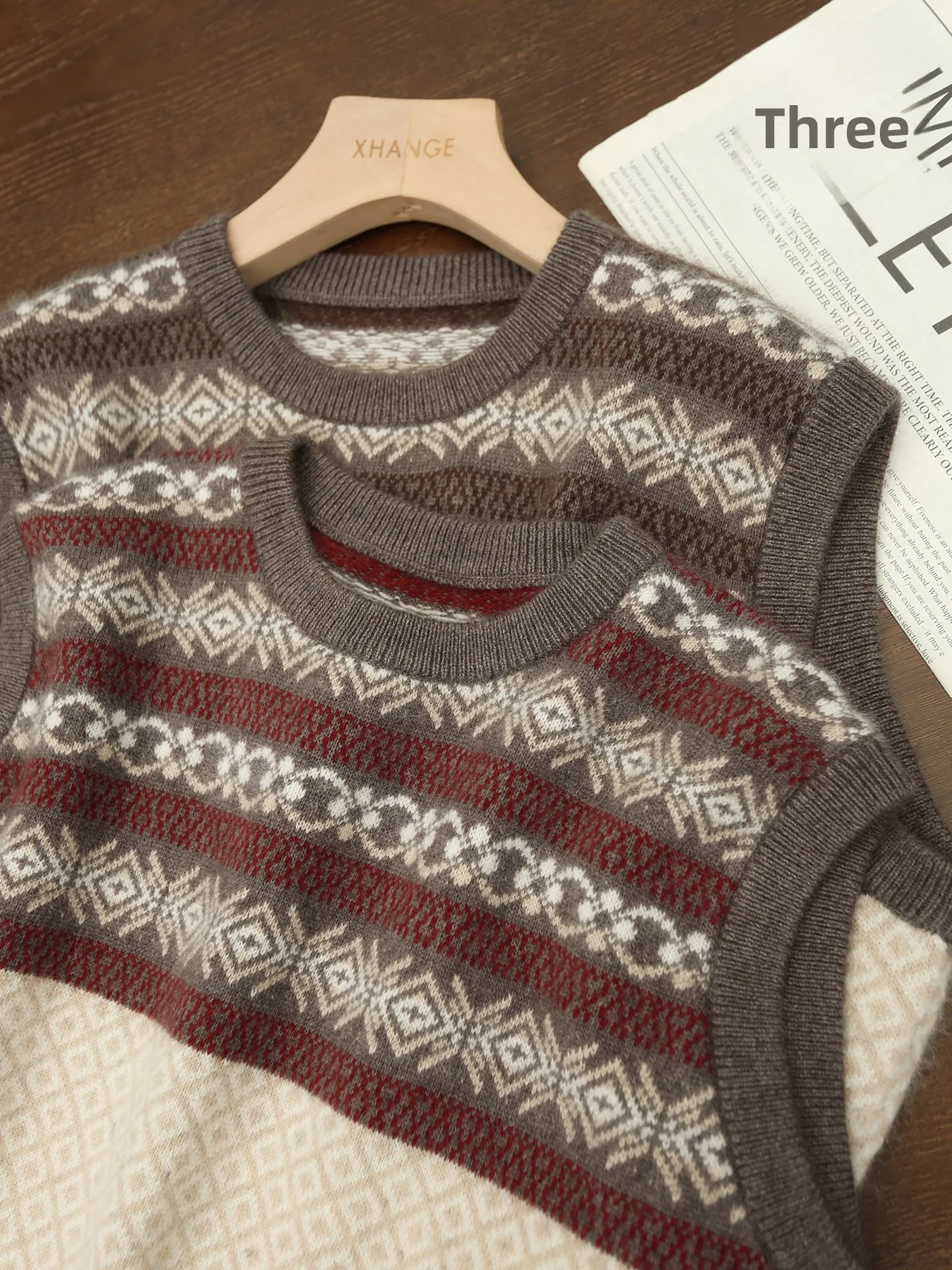 Retro Sle Knitted Wool And Rabbit Fur Vest Top round Ne Svel Texture Embroidery Soft Fabric Daily Wear Women's Knit...