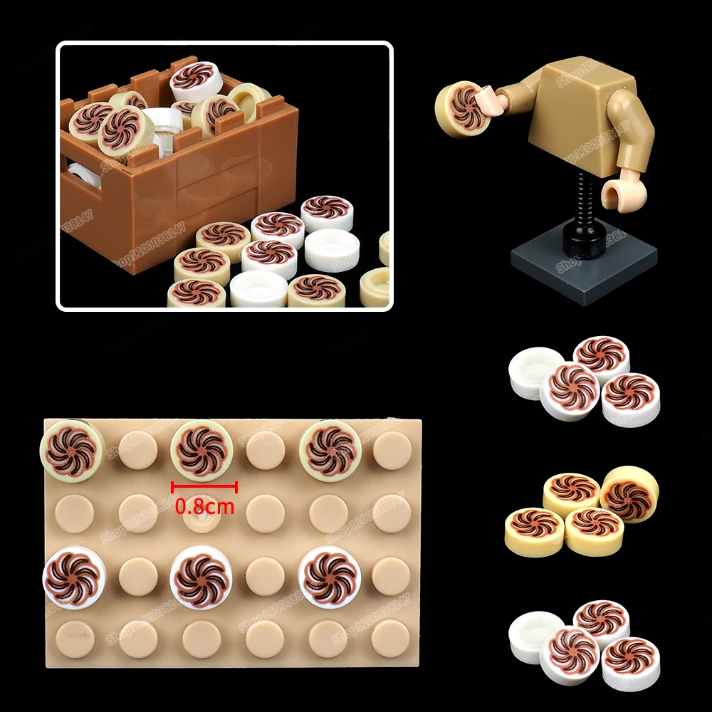 Mini Pastry Printed Building Block Pattern 98138 Tiles Assembled Moc Figures Afternoon Tea Friend Scenes Model Child Gifts Toys