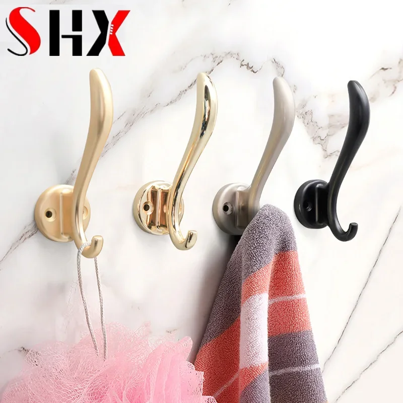 SHX Modern Simple Coat Coat and Hat Hook Single Double Hook Entrance Metal Wardrobe Shoe Cabinet Hook Wall