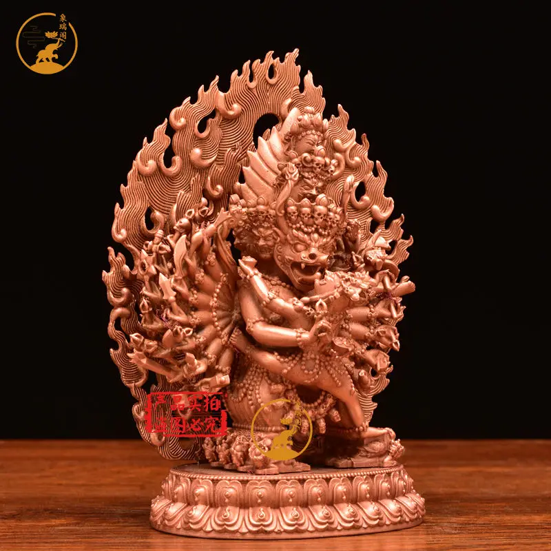 Copper antique Tibetan Dawei King Kong Buddha statue hu Fa Tantra small bronze statue portable home offering ornament