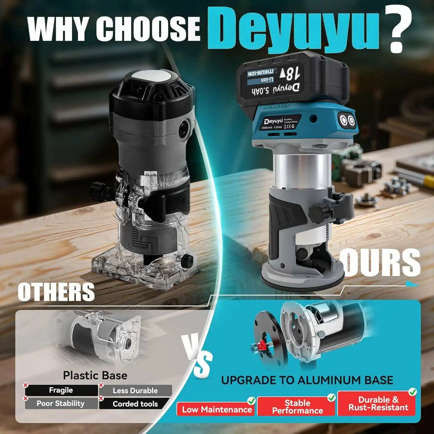 

Multi-Functional Brushless Lithium-Ion Woodworking Edge Trimmer Carving Machine Compatible with Makita 18V Battery