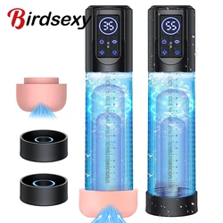 Electric LCD Electric Penis Pump Penis Enlargement Extend Pump Penis Trainer Male Masturbators Cup Dick Pump Sex Toys for Men