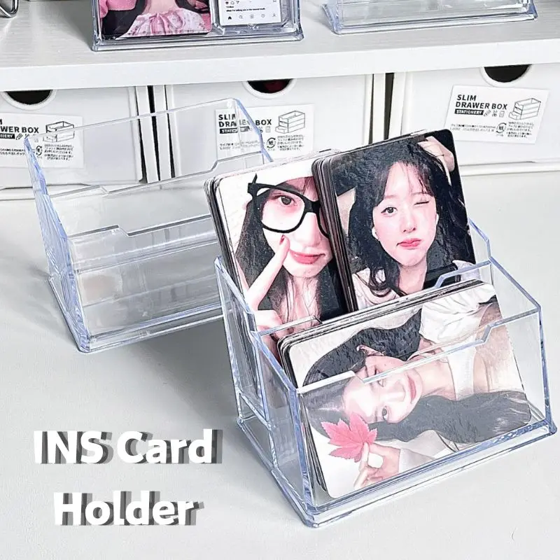 1pc Office Desktop Transparent Business Card Holder Storage Box Business Transparent Acrylic Display Stand Desktop Storage Tool