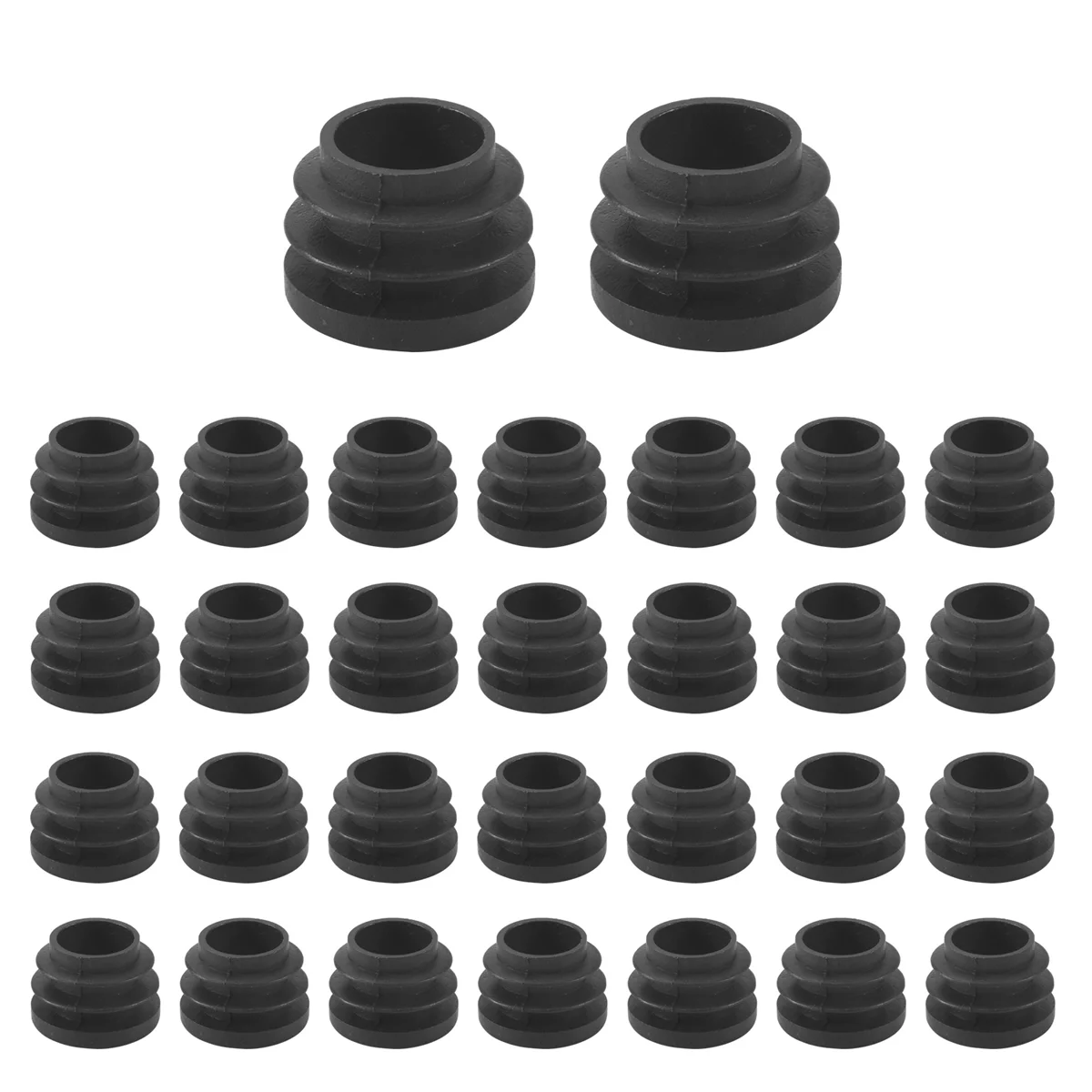 Round Table Chair Leg Tube Pipe Insert End Cap 19mm Dia 30pcs Black