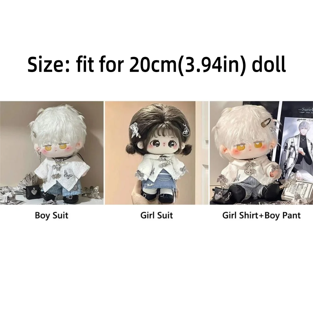 Creative 20CM Doll Clothes White Blue Playing House Doll Blouse Pants Suit Changing Dress Game Photo Prop Mini School Suit Gift