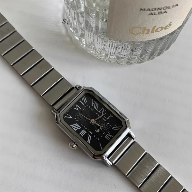 Reloj Vintage para mujer, reloj sencillo para estudiantes, correa de acero y bambú, relojes vintage para personas mayores con sentido del temperamento, relojes versátiles para mujer