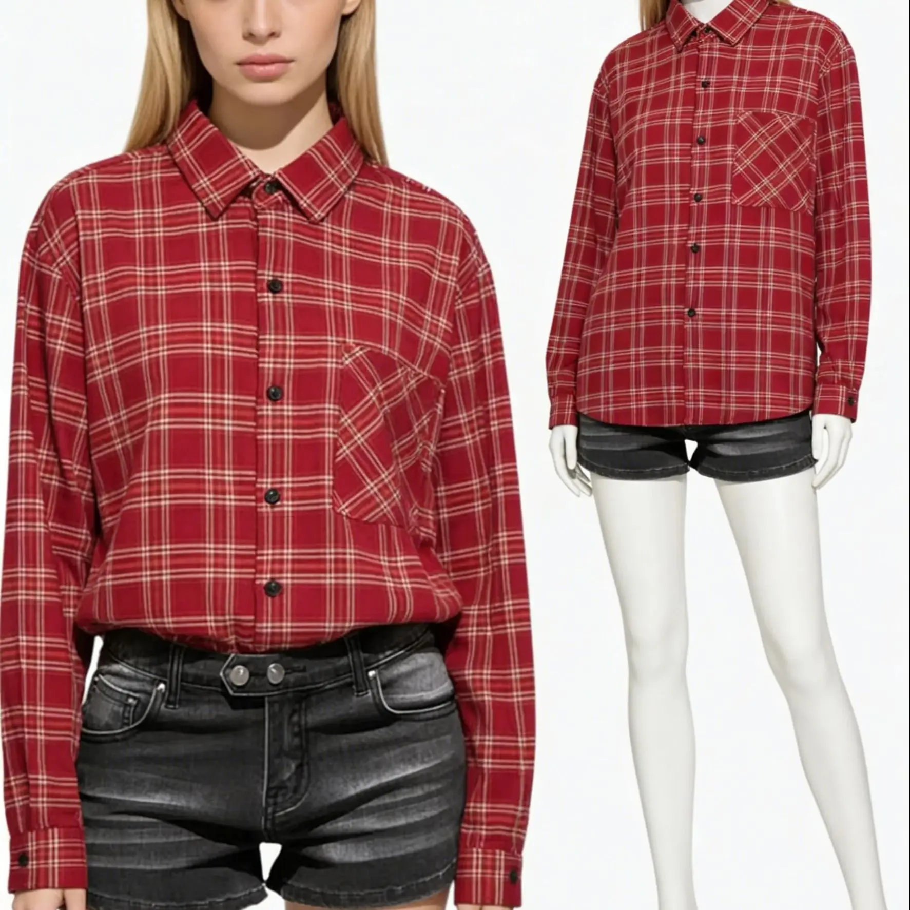 

Женская красная сетчатая готическая повседневная рубашка в стиле Y2K Harajuku, модный уличный стиль, эстетика офисной и студенческой моды, ретро-топ, весна-осень 2026, новинка