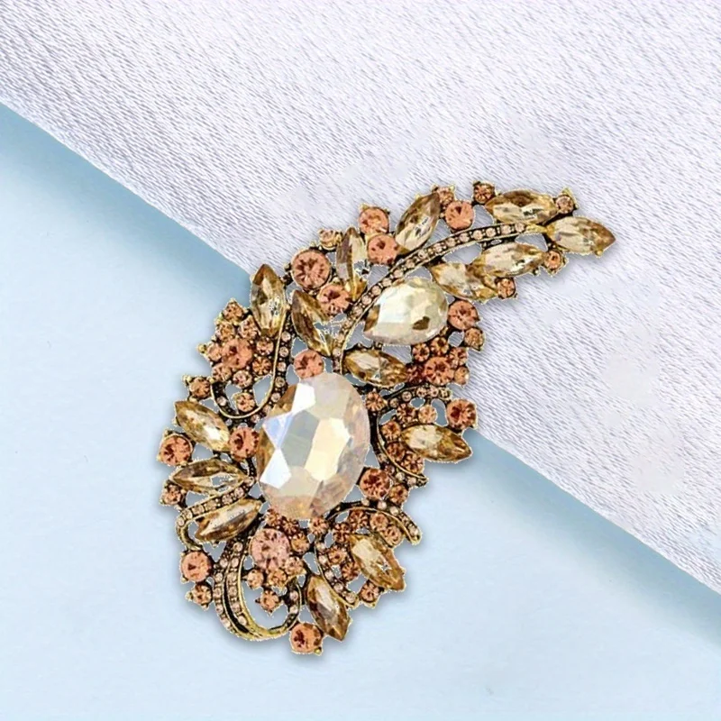 1pcs Shiny Large Rhinestone Solid Color Brooches Pins Exquisite Crystal Party Banquet Jewelry Badges for Lady