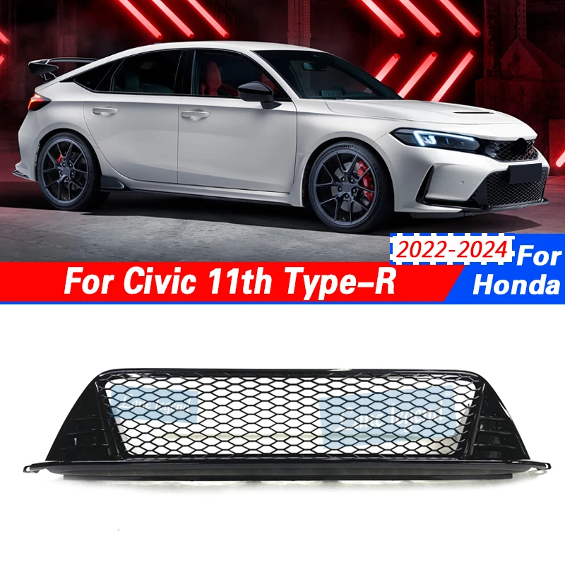 For Honda Civic 11th Type-R 2022 2023 2024 Sedan Front Grille Grill Car Upper Bumper Hood Mesh Grid Ventilation Net