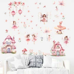 Pink Elf Fantasy Castle Princess Wall Sticker Children's Room Girl's Room Decoration Kindergarten Wallpaper Mural Art Poster