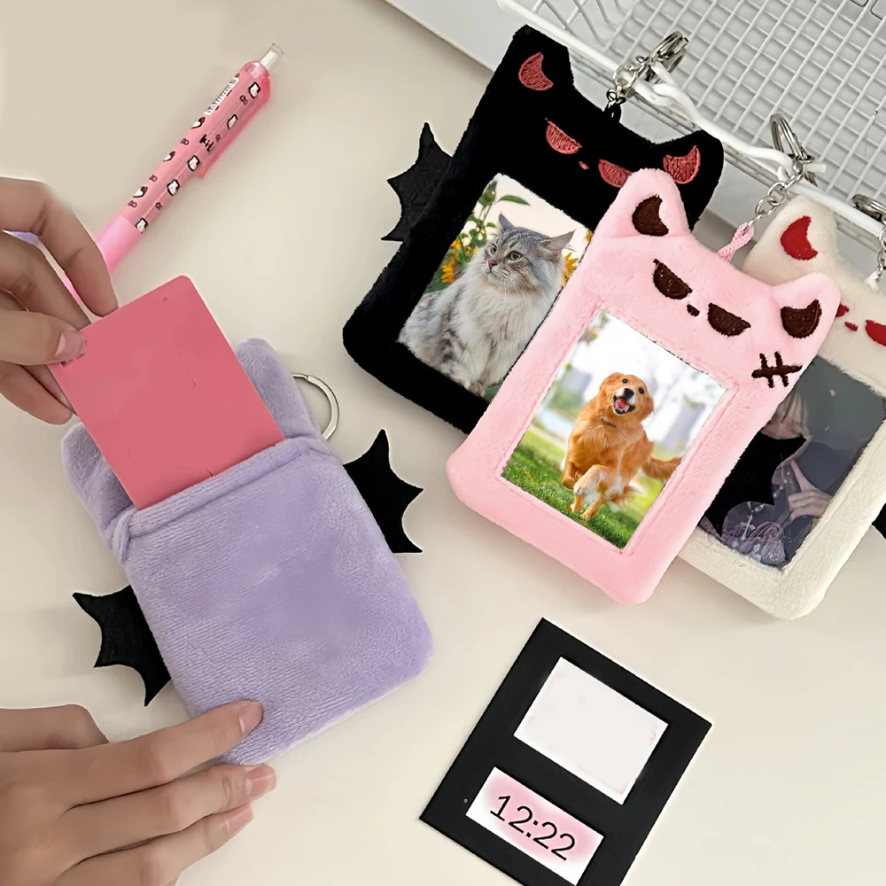 INS Cartoon Plush Photocard Holder, Bat, SAF3 ", Idol Photo Protector, Student ID Credit Card Case, Bag Pendant, Staacquering